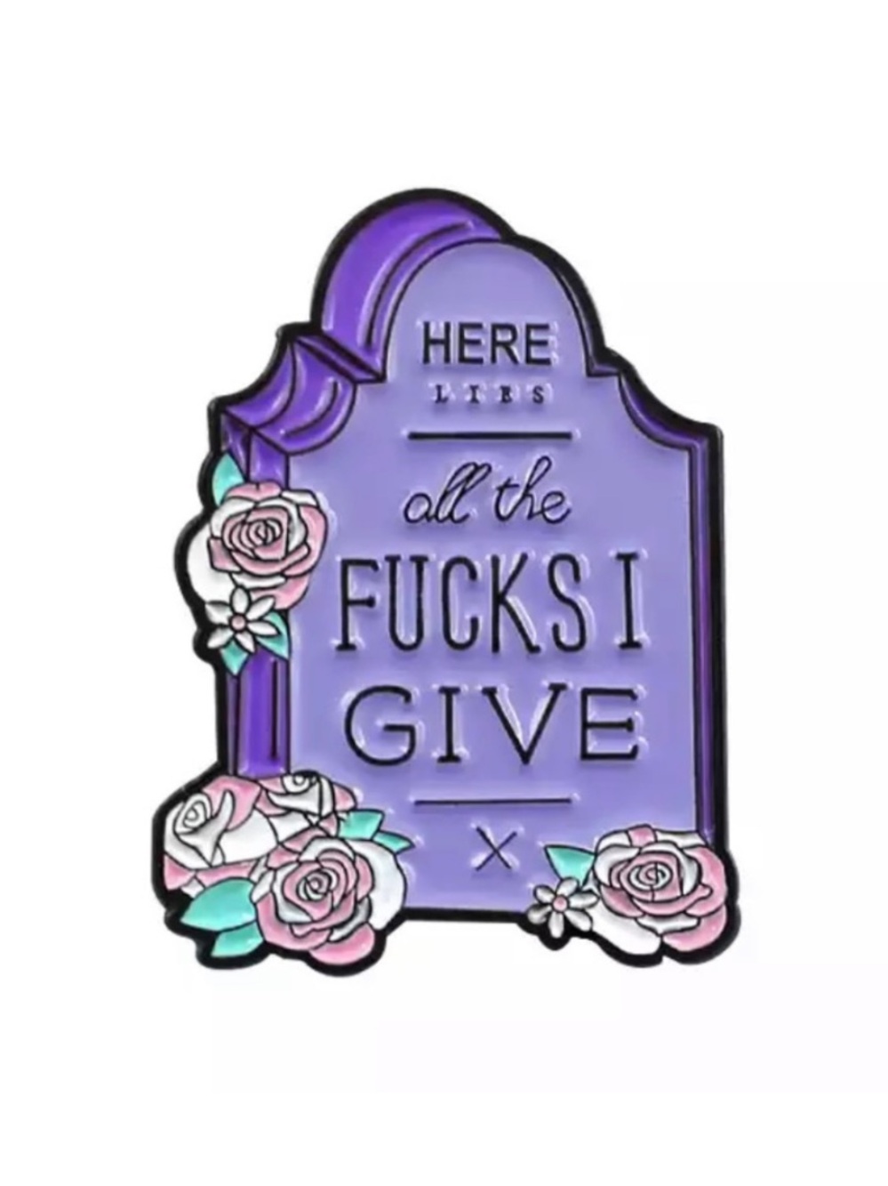 New Purple Tombstone Enamel Pin - 'All The swears I Give'
